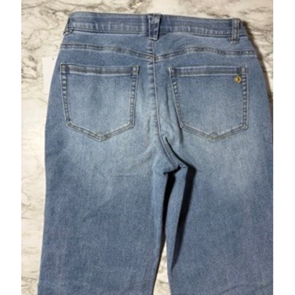 Democracy Petite High Rise Flare Jeans AB Technology Itty Bitty Booty Blue - Picture 7 of 9